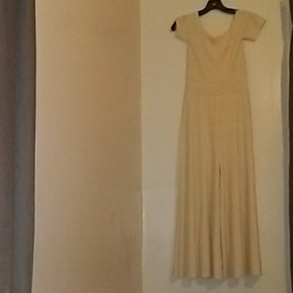 Cream voucher jump suit